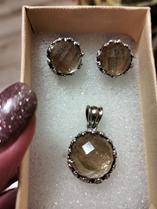 Сереб.серьги с нат.авантюрином