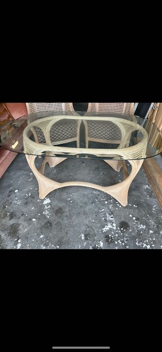 Stół ratanowy ze szkłem hartowanym