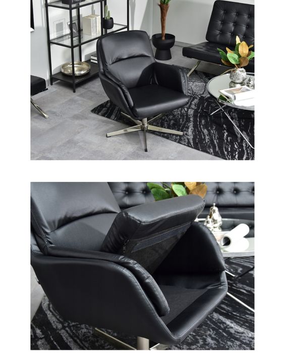 Fotel obrotowy thisted czarny bujany