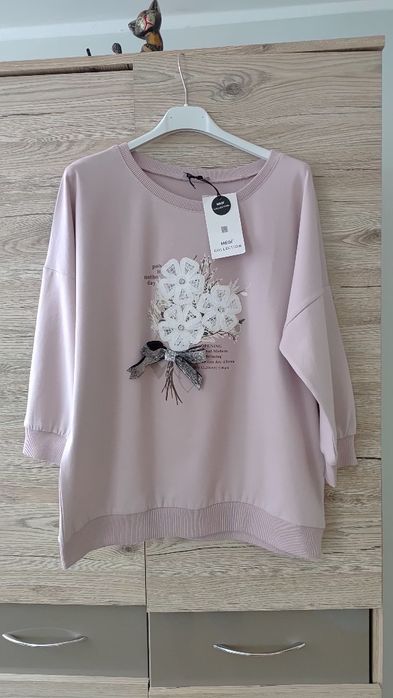 Bluza megi 3/4rękaw brudny róż