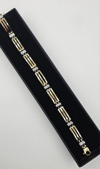 Złota bransoletka męska bicolor 585 GOLD MONEY