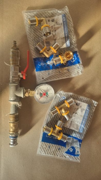 Trójnik kolanko Pex Ultrapress 20 mm manometr kan therm