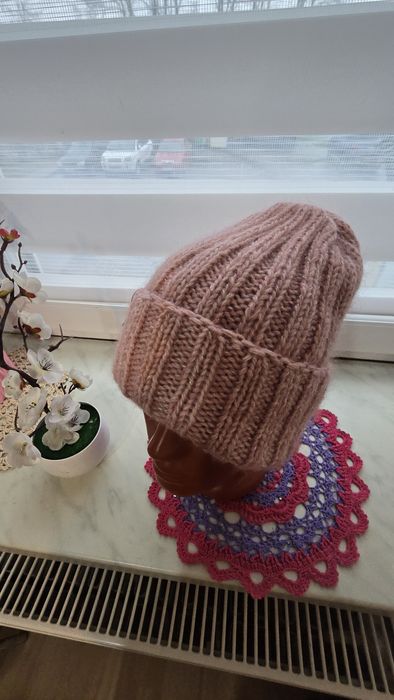 Ciepła czapka moher +jedwab  55-57