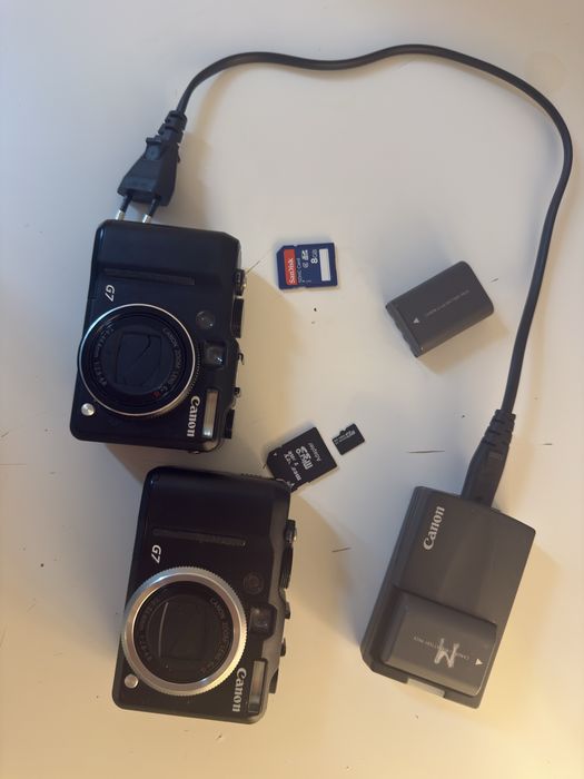 ZESTAW 2x Canon PowerShot G7 + Ładowarka, 2x Bateria i 2x Karta SD –