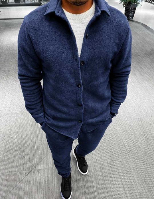 Спортивний костюм чоловічий зимовий теплий флісовий кофта штани Button