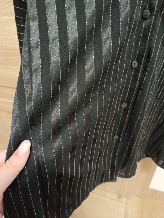 Damska czarna bluzka koszula na guziki z kołnierzykiem