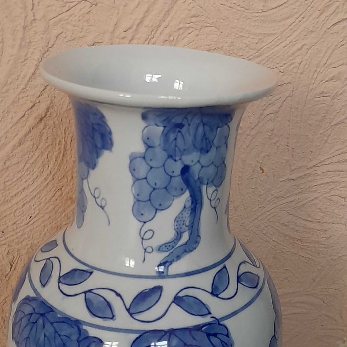 Duży wazon chiński winogrona ręcznie malowany