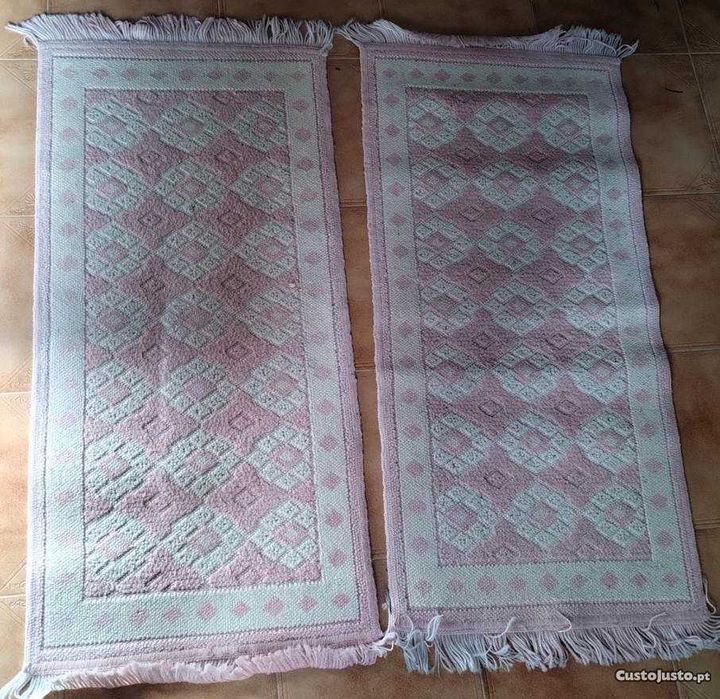 Conjunto 2 Tapetes Grandes Sala Quarto Casa Cor de Rosa