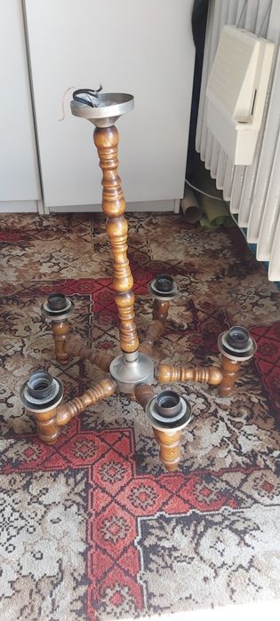 Zyrandol drewniany 5 ramienny lampa wisząca