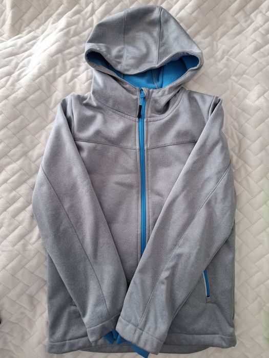 Softshel 134/140 szary niebieski kurtka z kapturem