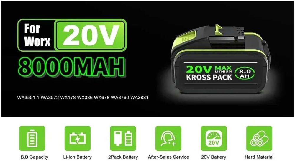 Baterias Worx 20v 8Ah WA3551.1 4 pinos