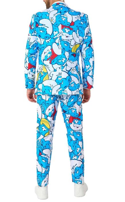 OPPOSUITS Garnitur męski z krawatem kolorowy SMERFY bajka niebieski