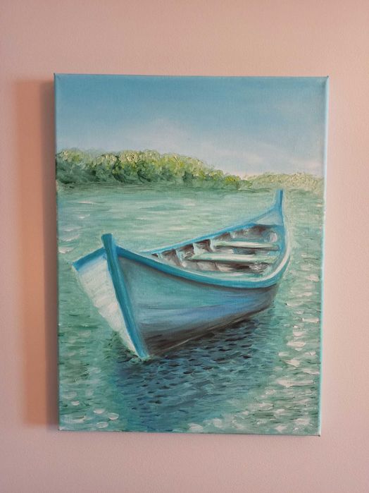 Obraz olejny "Łódka" 40x30, ręcznie malowany