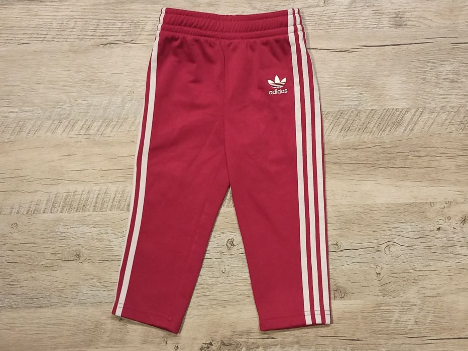 Adidas spodnie dresowe 86 malinowe roz biale oryginał sportowe