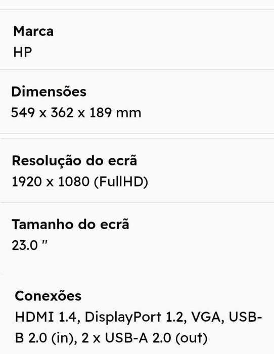 Monitor FullHD 1920x1080 23 polegadas