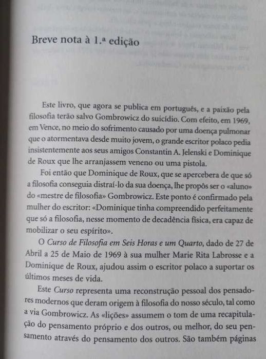 Witold Gombrowicz - Curso de Filosofia em Seis Horas e Um Quarto