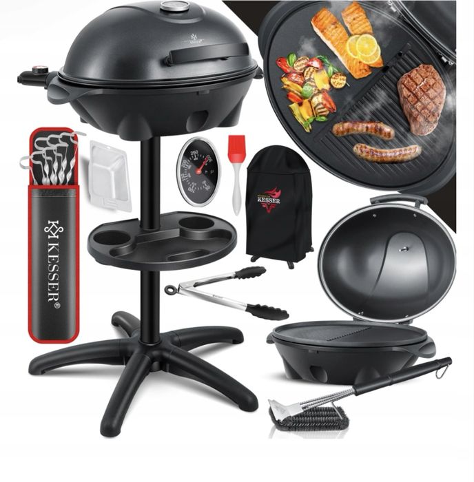 Elektryczny grill 2w1 z płytą grillową