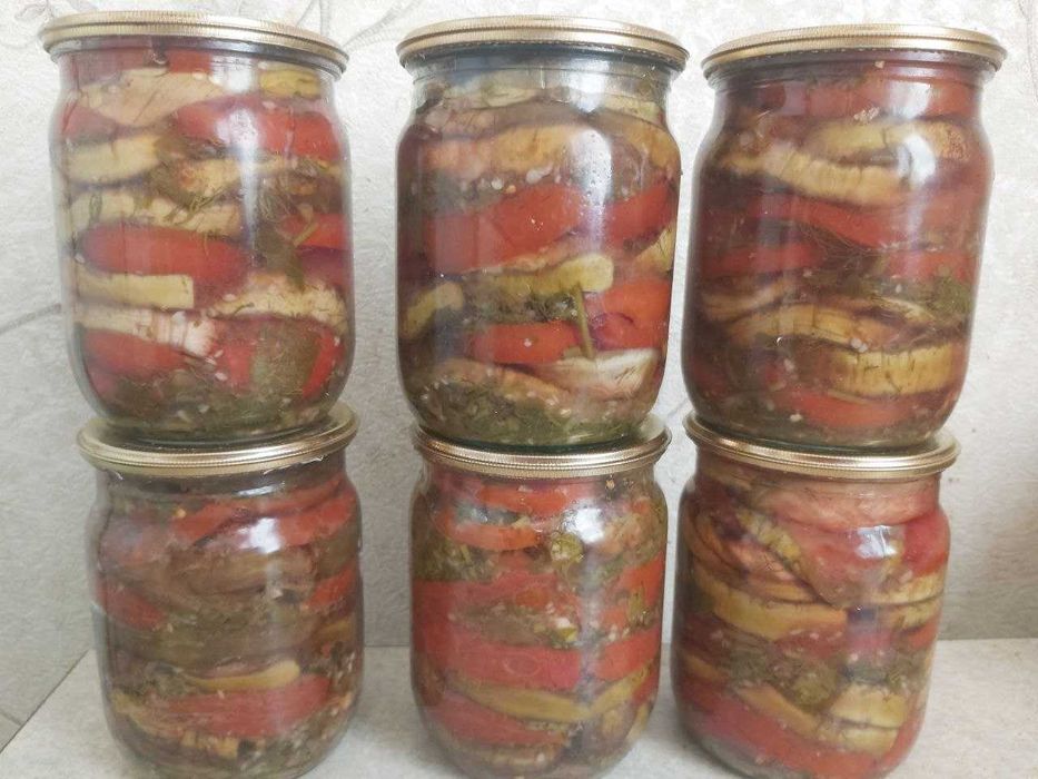 Баклажаны с помидорами и зеленью 0,5л 2025г, иная домашняя консервация