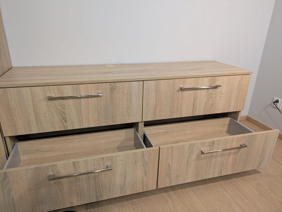 Komoda dąb sonoma – 160 cm – 4 duże szuflady