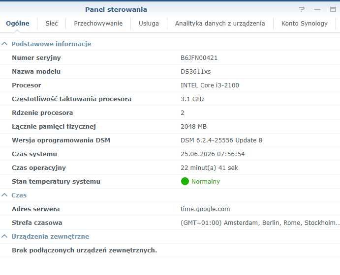Synology DS3611xs 20 TB, 12 dysków 2 TB