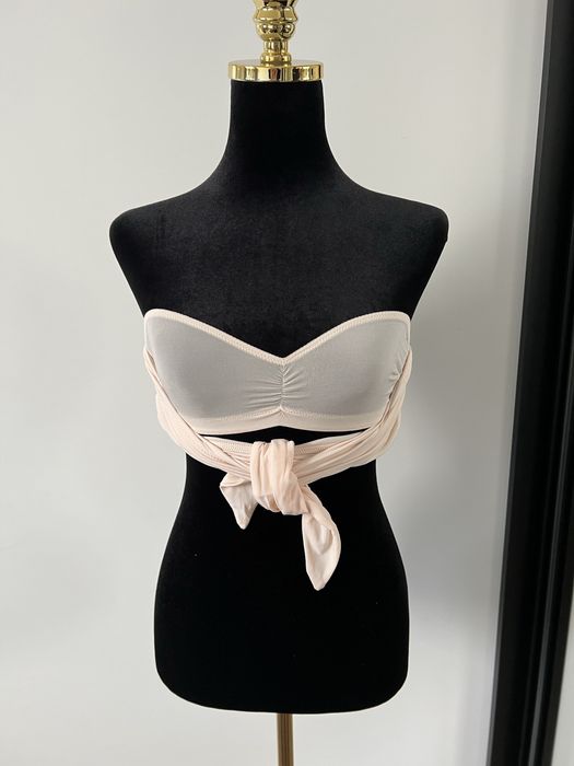 Beżowy, biustonosz, stanik, kostium kąpielowy, opaska, bikini, Etam, S