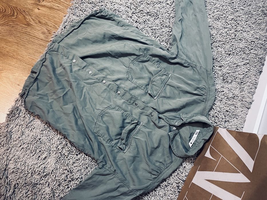 Zara rozm M koszula damska khaki ciemnozielona