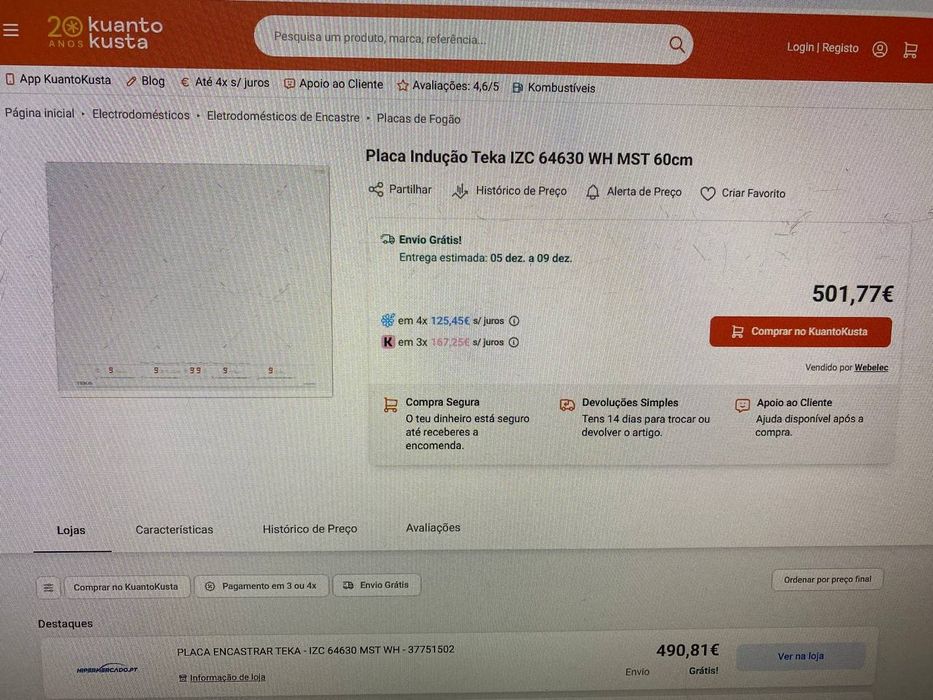 Placa de indução TEKA nova 60cm