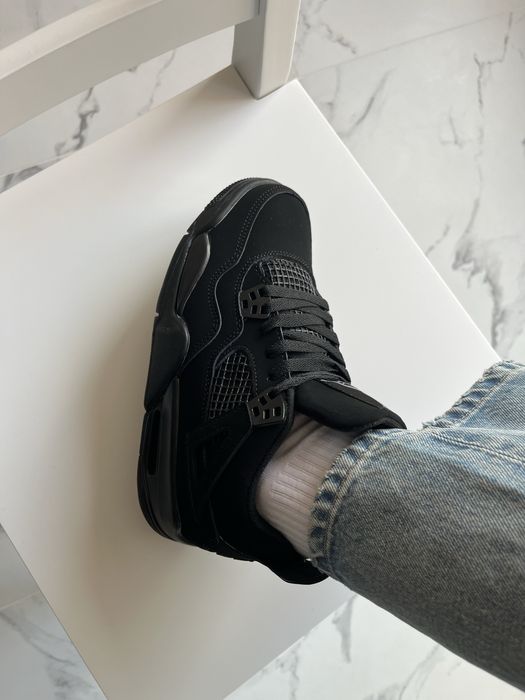 Чорні унісекс кросівки Nike air jordan 4 “Black Cat”, Jordan 4 Black
