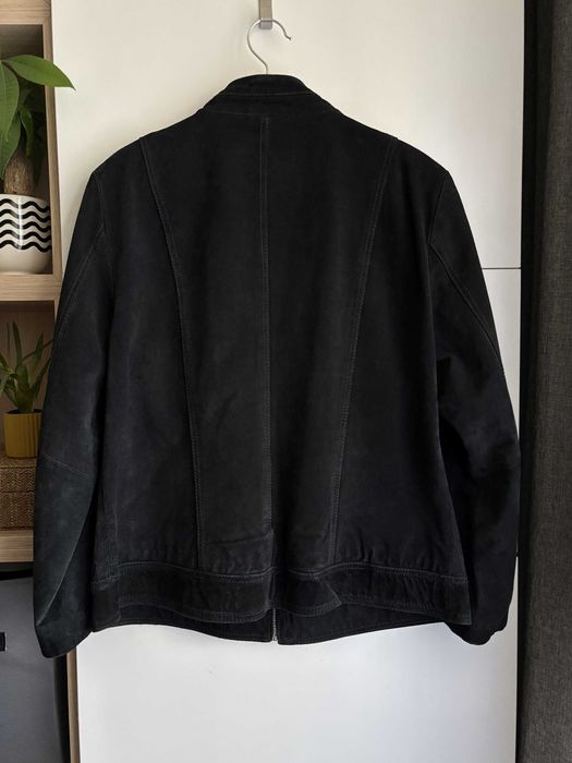 Czarna kurtka skórzana skóra naturalna nubuk biker leather jacket 42