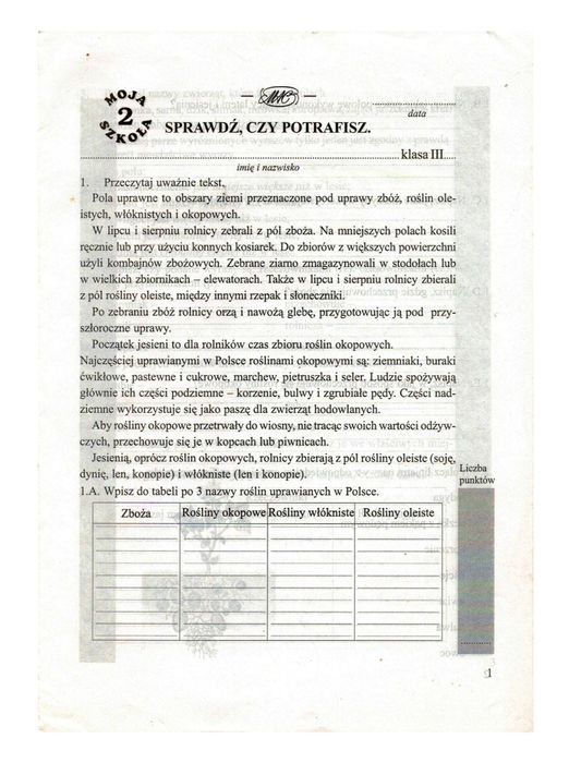 Sprawdź, czy potrafisz. Moja szkoła kl 3 sprawdzian nr 2 MAC klasa 3