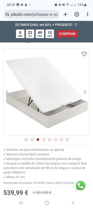 Sommier de solteiro com 180 x 190