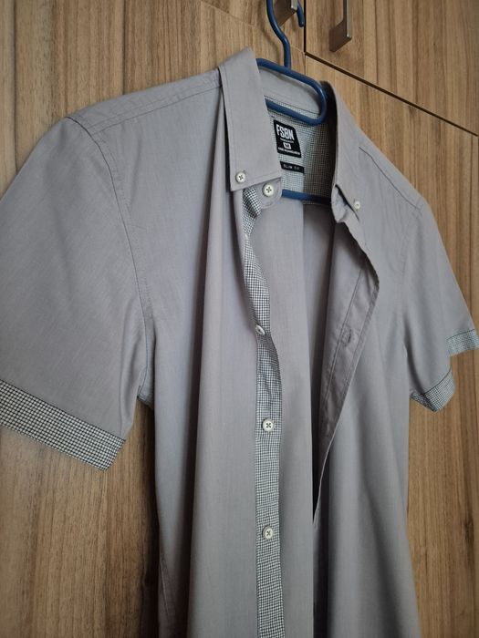 Koszula męska krótki rękaw szara