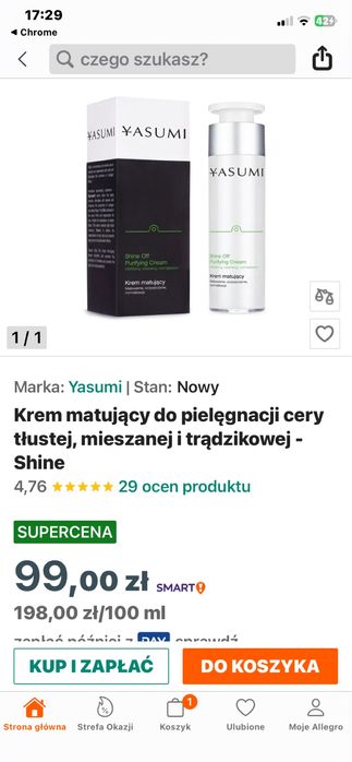 Krem do twarzy Yasumi-nowy długa data ważności