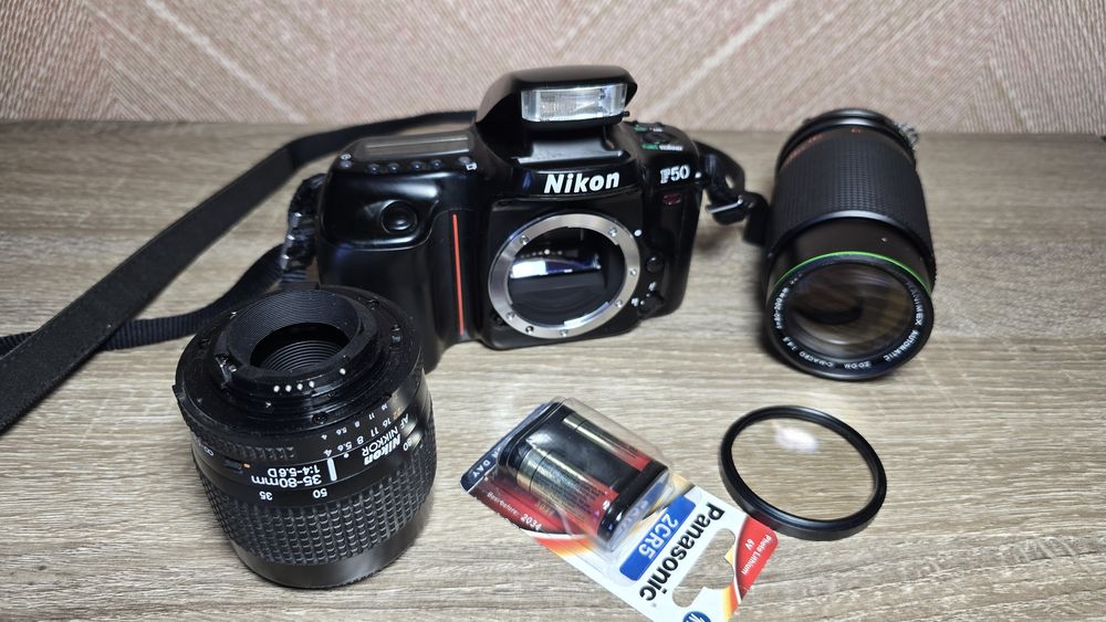 Kit Fotografia Analógica Nikon F50 + 2 Objetivas (35-80mm e 80-200mm) + Filtro + Pilha Nova + correia nikon original