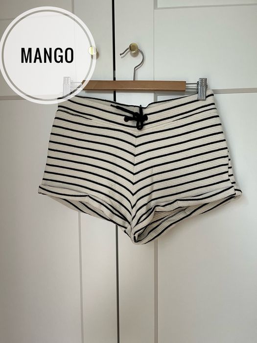 Mango kremowe spodenki w granatowe pasy