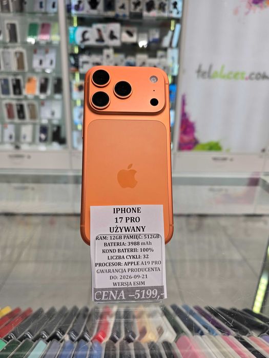 Iphone 17 Pro 512GB Bat 100% Gwarancja! Telakces Felicity *Raty 0%