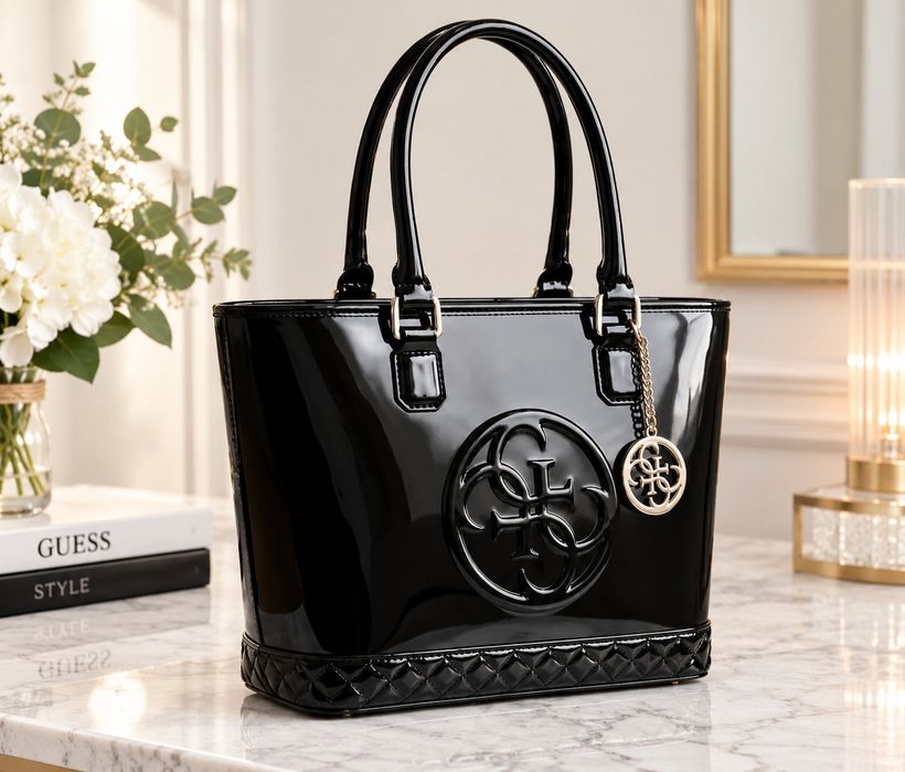 Mala Guess preta original com acatamento brilhanye