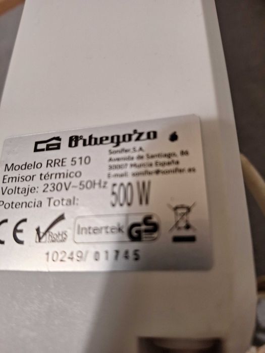 Emissor termico Orbegozo 500w aquecedor
