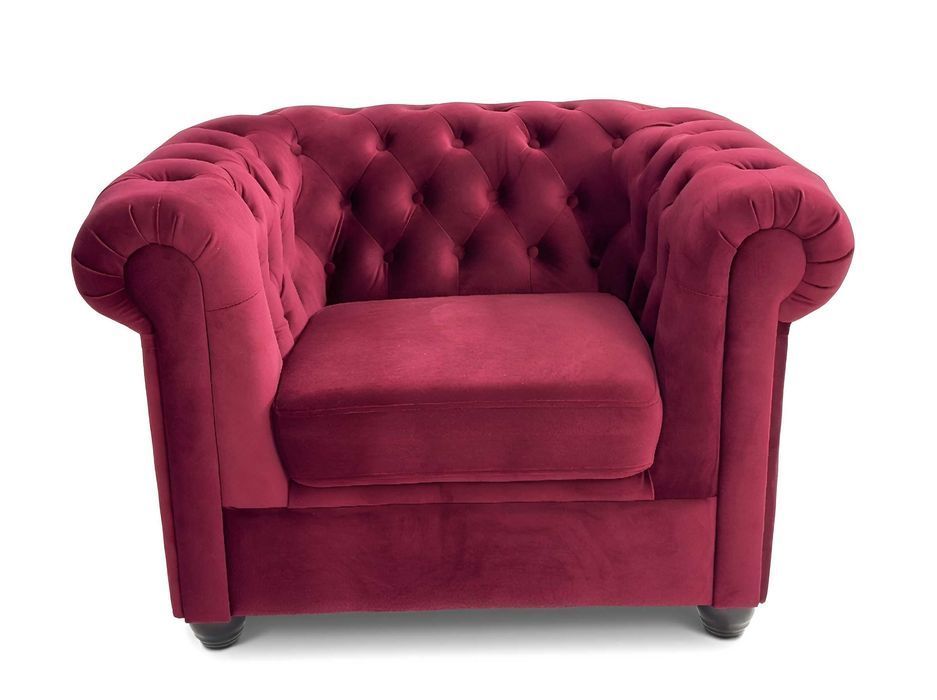 Fotel Sydney pikowany chesterfield Wiśniowy tk.Venus Velvet 2919 welur