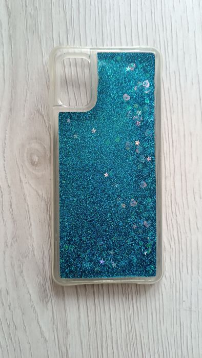 Чехол аквариум для Samsung Galaxy A41 (синие блески)