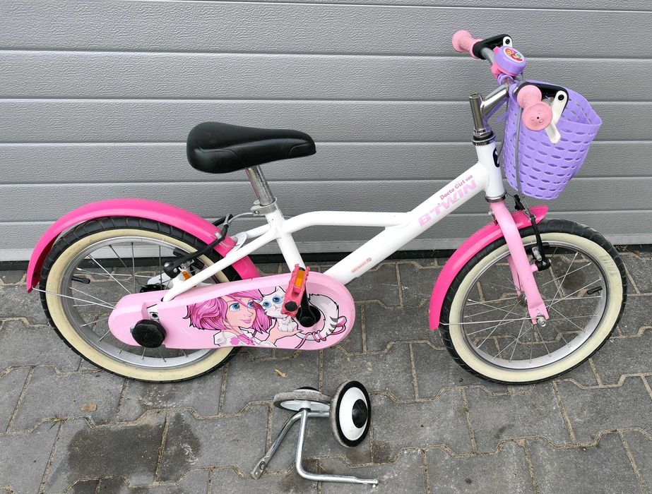 Rower 16 B-TWIN, kółka boczne, dzwonek, koszyk stan bardzo dobry