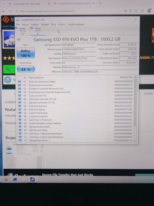 Dysk M2 SSD 1TB Samsung 970 Evo plus 96h