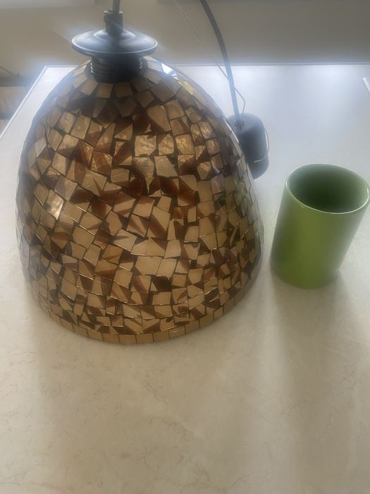 Lampa witrażowe  mleczna- czekolada