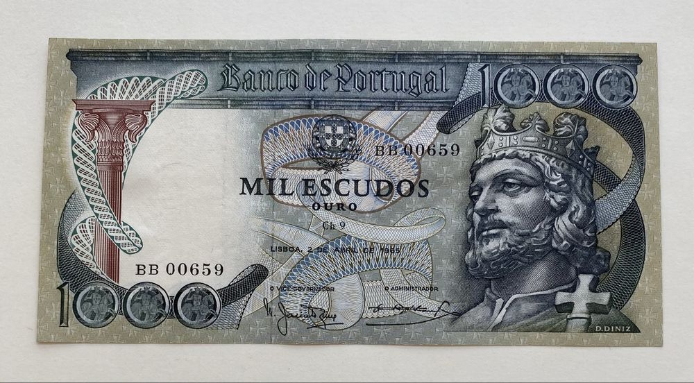Nota 1000 Escudos Ch.9 - D. Dinis 1965 RARA