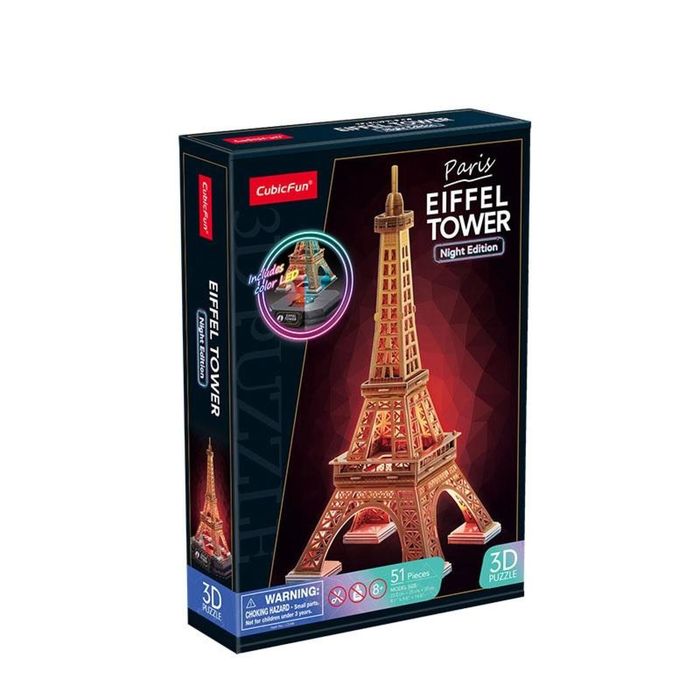 Puzzle 3D Wieża Eiffla LED pudełko,227x341 mm