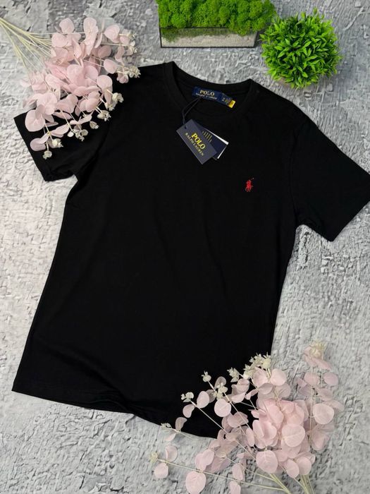 Футболка Поло чорна/Чоловіча футболка Ralph Lauren/