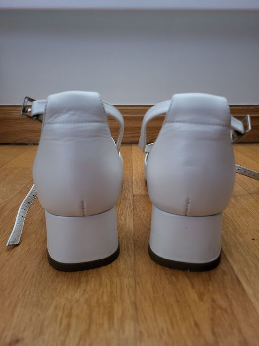 Czółenka ślubne na 4 cm obcasie - KOTYL 9917 ECRU PERŁOWE