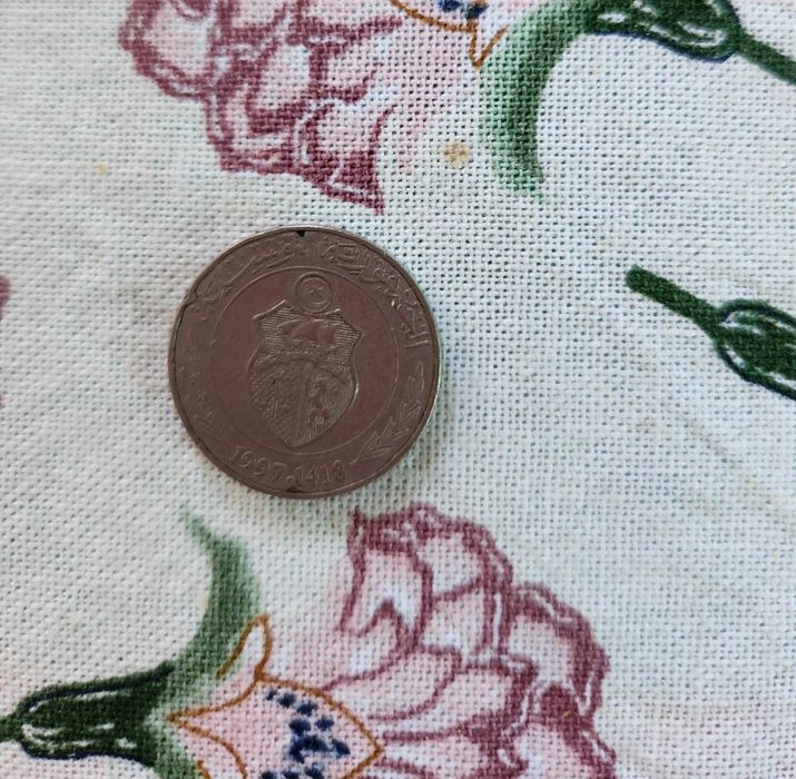 Moeda 1/2 Dinar Tunísia 1997 a 1418