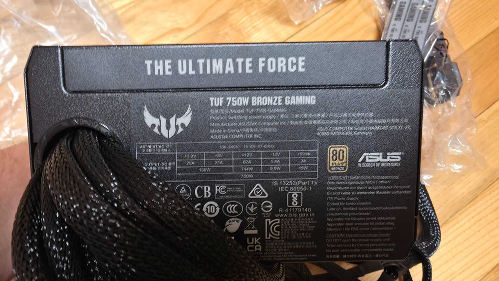 Блок живлення для ПК ASUS TUF Gaming 750 W 80+ Bronze (TUF-GAMING-750B