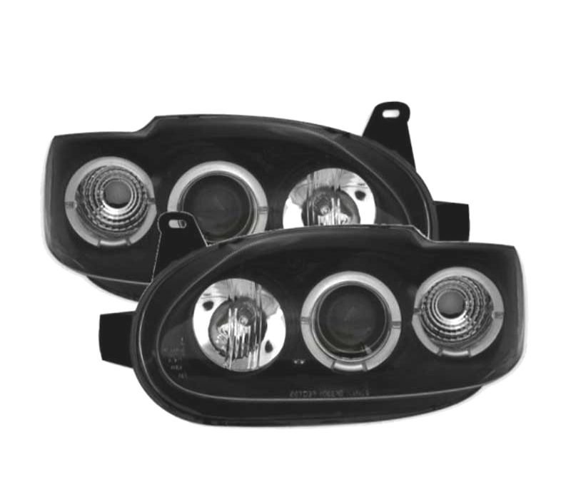 FARÓIS FORD ESCORT 95-00 ANGEL EYES FUNDO PRETO